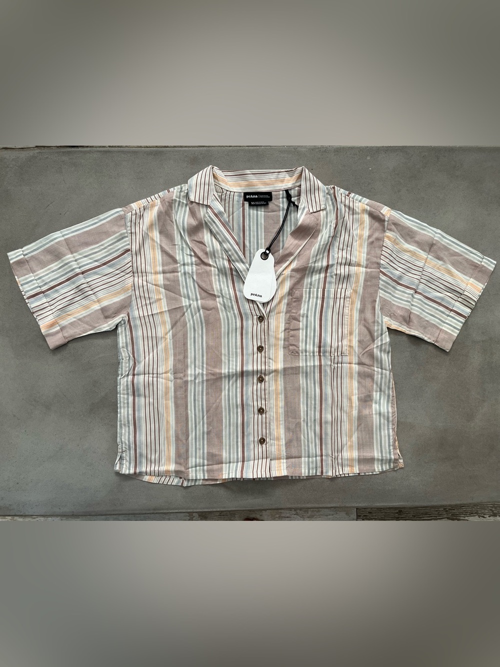 Prana Women's Iguala Shirt Top Clay Stripe Size XS NWT